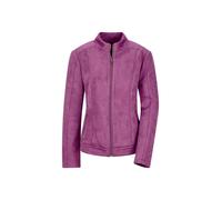 Blouson GOLDNER "Kurzgröße Elegante Veloursjacke mit Stehkragen", Damen, Gr. 20, lila (beere), Obermaterial: 95% Polyester PES. 5% Elasthan EL., Modisch, figurumspielend, Jacken Blouson, Passformnähte