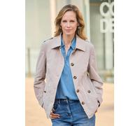 Blouson GOLDNER "Übergangsjacke mit Crash-Optik", Damen, Gr. 54, beige (stein), Obermaterial: 55% Polyamid PA. 45% Polyester PES., figurumspielend, Jacken Blouson, Sattel mit bedruckten Konbtrastfutte