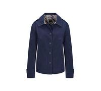 Blouson GOLDNER "Übergangsjacke mit Crash-Optik", Damen, Gr. 54, blau (marine), Obermaterial: 55% Polyamid PA. 45% Polyester PES., figurumspielend, Jacken Blouson, Sattel mit bedruckten Konbtrastfutte