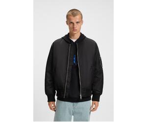 Blouson HUGO BLUE "Biero", Herren, Gr. M, schwarz (schwarz001), Web, Obermaterial: 100% Polyamid, unifarben, relaxed fit hüftlang, Rundhals, Strickbündchen, Jacken Blouson, mit wasserabweisendem Finis
