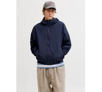 Blouson JACK & JONES "JJECHARGE LIGHT JACKET HOOD NOOS", Herren, Gr. XL, blau (navy blazer), Web, Obermaterial: 100% Polyester, unifarben, normal, Rippbündchen, Jacken Blouson, mit Kapuze (58945762-XL