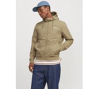 Blouson JACK & JONES "JJERUSH mit Kapuze", Herren, Gr. M, beige (crockery detail:solid), Web, Obermaterial: 100% Polyester, unifarben, slim fit normal, ohne Ausschnitt, Rippbündchen, Jacken Blouson, K