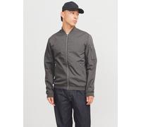 Blouson JACK & JONES "JJERUSH mit Stehkragen und Reißverschlusstaschen", Herren, Gr. S, grau (castlerock), Web, Obermaterial: 100% Polyester, unifarben, regular fit taillenbedeckt, ohne Ausschnitt, Ri