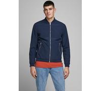 Blouson JACK & JONES "JJERUSH mit Stehkragen und Reißverschlusstaschen", Herren, Gr. XL, blau (navy), Web, Obermaterial: 100% Polyester, unifarben, regular fit normal, ohne Ausschnitt, Rippbündchen, J