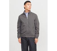 Blouson JACK & JONES "JJERUSH HARRINGTON BOMBER NOOS", Herren, Gr. S, grau (castlerock), Web, Obermaterial: 100% Polyester, unifarben, modisch, regular fit taillenbedeckt, ohne Ausschnitt, Langarm Rip