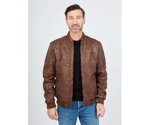 Blouson JCC "31020348", Herren, Gr. S, weiß (whisky), Obermaterial: 100% Leder Lamm. Futter: 100% Baumwolle. Strick: 100% Polyester. Ärmelfutter: 100% Polyester, Jacken Blouson (49935745-S) whisky