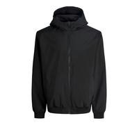 Blouson "JJECHARGE LIGHT JACKET HOOD NOOS PLS", Herren, Gr. 4XL, schwarz, Web, Obermaterial: 100% Polyester, JACK & JONES PLUSSIZE, unifarben, regular fit normal, ohne Ausschnitt, Bündchen, Jacken Blo