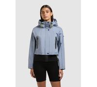 Blouson KHUJO "AMELIA", Damen, Gr. M, blau (misty blau), Web, 100% Polyester, leicht glänzend, regular fit hüftlang, eingesetzt Rippstrickbündchen mit Windstopper, Jacken Blouson (60479653-M) misty bl