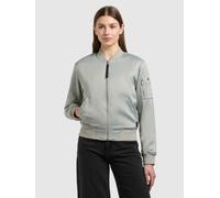 Blouson KHUJO "BETH", Damen, Gr. M, grau (cloud grün), Satin, 97% Polyester, 3% Elasthan, glänzend, slim fit hüftlang, eingesetzt Rippstrickbündchen, Jacken Blouson (16502424-M) cloud grün