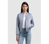 Blouson KHUJO "BETH", Damen, Gr. S, blau (misty blau), Satin, 97% Polyester, 3% Elasthan, glänzend, slim fit hüftlang, eingesetzt Rippstrickbündchen, Jacken Blouson (82182113-S) misty blau