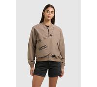 Blouson KHUJO "FACEE WITH BAG", Damen, Gr. L, beige (latte braun), Web, 100% Nylon, unifarben, regular fit hüftlang, eingesetzt Rippbündchen, Jacken Blouson (99063866-L) latte braun