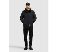 Blouson KHUJO "HUEY", Herren, Gr. L, schwarz (obrage grau), Web, 83% Polyester, 17% Elasthan, unifarben, regular fit hüftlang, eingesetzt elastischer Bund mit Windstopper, Jacken Blouson (96603916-L)