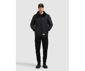 Blouson KHUJO "HUEY", Herren, Gr. XXL, schwarz (obrage grau), Web, 83% Polyester, 17% Elasthan, unifarben, regular fit hüftlang, eingesetzt elastischer Bund mit Windstopper, Jacken Blouson (96603916-X