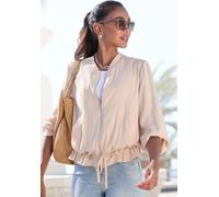 Blouson LASCANA, Herren, Gr. 36, beige, Satin, Obermaterial: 100% Polyester, unifarben, figurumspielend hüftlang, Rundhals, angesetztes Bündchen, Jacken Blouson (50297615-36) beige