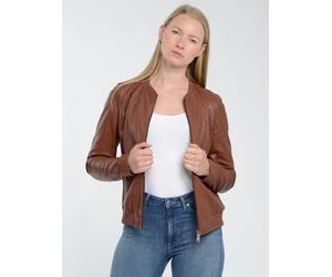 Blouson MAZE "42021143", Damen, Gr. XL, braun (roast), Obermaterial: 100% Lammleder. Innenfutter: 100% Baumwolle. Ärmelfutter: 100% Polyester. Strickmaterial: 100% Baumwolle, Jacken Blouson (30102637-