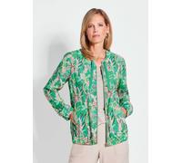 Kurzjacke GOLDNER "Floraler Damenblouson mit Reißverschluss", Damen, Gr. 54, grün (smaragd), Obermaterial: 100% Viskose CV., gerade, Gummibund, Jacken Kurzjacke, Reißverschluss mit Belegverarbeitung (