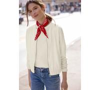 Street One Studio Frauen Blouson mit floraler Struktur und Zipper in Weiß, Gr: 42