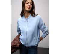 Blouson STREET ONE, Damen, Gr. 36, original blau, Stoff, Obermaterial: 100% Polyester; Futter: 100% Polyester, unifarben, comfort fit normal, Rundhals, Bündchen, Jacken Blouson, mit Rundhalsausschnitt