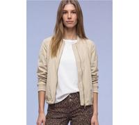 Blouson STREET ONE, Damen, Gr. 46, cotton beige, Stoff, Obermaterial: 100% Polyester; Futter: 100% Polyester, unifarben, comfort fit normal, Rundhals, Bündchen, Jacken Blouson, mit Rundhalsausschnitt