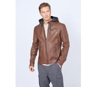 Blouson MUSTANG "31021507", Herren, Gr. XXL, braun (cognac), Obermaterial: 100% Lammleder; Innenfutter: 60% Baumwolle, 40% Polyester; Ärmelfutter: 100% Polyester; Kapuze: 55% Baumwolle, 45% Polyester,