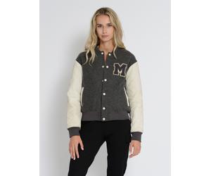 Blouson MUSTANG "31022240", Damen, Gr. XL, beige (ecru, anthra), Obermaterial: 100% Wolle. Ärmel: 100% Lammleder. Innenfutter: 100% Baumwolle. Ärmelfutter: 100% Polyester. Wattierung: 100% Polyester. 