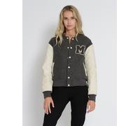 Blouson MUSTANG "31022240", Damen, Gr. XS, beige (ecru, anthra), Obermaterial: 100% Wolle. Ärmel: 100% Lammleder. Innenfutter: 100% Baumwolle. Ärmelfutter: 100% Polyester. Wattierung: 100% Polyester.