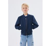 Blouson NAME IT "NKNMONSTER BOMBER JACKET NOOS", Mädchen, Gr. 164, blau (navy blazer), Web, Obermaterial: 100% Polyester, unifarben, regular fit hüftlang, Rippbündchen, Jacken Blouson, mit Ärmeltasche