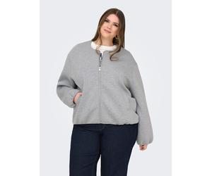 Blouson ONLY CARMAKOMA "CARELLIE SCUBA LIFE JACKET OTW NOOS", Damen, Gr. L, medium grau melange, Web, Obermaterial: 66% Polyester, 28% Viskose, 6% Elasthan, unifarben, weit taillenbedeckt, Rundhals, J