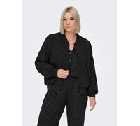 Blouson ONLY CARMAKOMA "CARJOSEE METTA LIFE LS BOMBER WVN", Damen, Gr. 48, schwarz aop:silber foil details, Web, Obermaterial: 100% Polyester, bedruckt, Rippbündchen, Jacken Blouson, mit Glitzer Effek