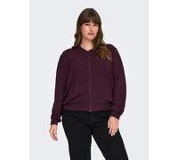 Blouson ONLY CARMAKOMA "CARJOSEE METTA LIFE LS BOMBER WVN", Damen, Gr. 48, winetasting aop:silber foil details, Web, Obermaterial: 100% Polyester, bedruckt, Rippbündchen, Jacken Blouson, mit Glitzer E