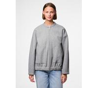 Blouson PIECES "PCDEBBIE LS BOMBER JACKET NOOS", Damen, Gr. S, grau (light grau melange), Web, Obermaterial: 100% Polyester, meliert, unifarben, regular fit normal, Jacken Blouson (43822455-S) light g