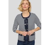 Blouson RABE, Damen, Gr. 36, blau (pazifik), Web, Obermaterial: 83% Polyester, 12% Viskose, 5% Elasthan, gestreift, regular fit normal, Rundhals, gerader Abschluss, Jacken Blouson, mit Streifen Muster