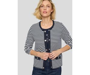 Blouson RABE, Damen, Gr. 36, blau (pazifik), Web, Obermaterial: 83% Polyester, 12% Viskose, 5% Elasthan, gestreift, regular fit normal, Rundhals, gerader Abschluss, Jacken Blouson, mit Streifen Muster