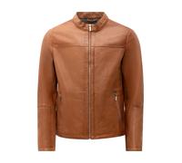 Blouson RICANO "Lederjacke Tomaso", Herren, Gr. XXL, braun (cognac), Obermaterial: 100% Lammnappaleder LANA. Futter: 100% Baumwolle CO., schmal, Rundhals, Jacken Blouson, Handgefertigt aus echtem Lede