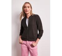 Cardigan STREET ONE, Damen, Gr. 34, espresso braun, Web, 52% Baumwolle, 43% Polyester, 5% Elasthan, unifarben, normal normal, Rundhals, Bündchen, Strickjacken, Rundhalsausschnitt (60368217-34) espress