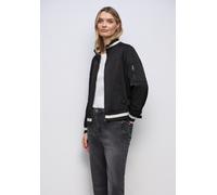 Blouson STREET ONE, Damen, Gr. 36, schwarz, Stoff, Obermaterial: 74% Viskose, 26% Polyester; Futter: 100% Polyester, unifarben, normal normal, Rundhals, elastischer Bund, Jacken Blouson, aus satiniert