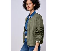 Blouson STREET ONE, Damen, Gr. 36, schwarz vetiver grün, Stoff, 100% Polyester, unifarben, comfort fit normal, Rundhals, Bündchen, Jacken Blouson, mit College-Style Details (70502240-36) schwarz vetiv