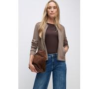 Blouson STREET ONE, Damen, Gr. 38, silk braun, Web, Obermaterial: 90% Polyester, 10% Elasthan, unifarben, casual, tailliert hüftbedeckend, Rundhals, Langarm Bündchen, Jacken, Velour mit Taschen (30820