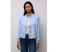 Blouson STREET ONE, Damen, Gr. 40, original blau, Stoff, Obermaterial: 100% Polyester; Futter: 100% Polyester, unifarben, comfort fit normal, Rundhals, Bündchen, Jacken Blouson, mit Rundhalsausschnitt