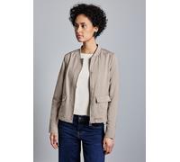 Blouson STREET ONE, Damen, Gr. 42, beige (breezy beige), Stoff, Obermaterial: 74% Viskose, 26% Polyester; Futter: 100% Polyester, unifarben, normal normal, Rundhals, Bündchen, Jacken Blouson, aus soft