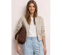 Blouson STREET ONE, Damen, Gr. 44, beige (clay sand), Stoff, 55% Lyocell, 45% Baumwolle, unifarben, normal normal, Rundhals, abgesteppt, Jacken Blouson, mit Rundhalsausschnitt (93688662-44) clay sand