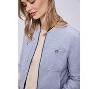 Blouson STREET ONE, Damen, Gr. 44, country blau meliert, Stoff, 46% Polyester, 29% Polyamid, 15% Viskose, 10% Elasthan, unifarben mit Farbeinsatz, normal normal, V-Ausschnitt, Bündchen, Jacken Blouson