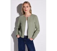 Blouson STREET ONE, Damen, Gr. 44, grün (pale mud grün), Stoff, 100% Leinen, unifarben, gerade normal, Rundhals, Bündchen, Jacken Blouson, mit Rundhalsausschnitt (73660621-44) pale mud grün