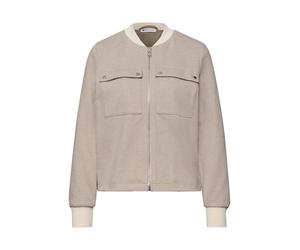Blouson STREET ONE, Damen, Gr. 44, light terra mocha, Web, Obermaterial: 58% Baumwolle, 40% Polyester, 2% Elasthan. Futter: 100% Polyester, Fischgratmuster, lässig geschnitten hüftbedeckend, Rundhals,