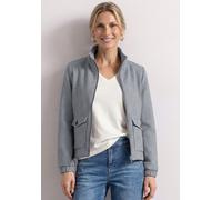 Blouson STREET ONE, Damen, Gr. 44, whispery blau, Stoff, 67% Polyester, 31% Viskose, 2% Elasthan, unifarben, normal normal, hoch geschlossener Ausschnitt, elastischer Bund, Jacken Blouson, mit Stehkra
