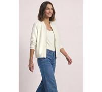 Blouson STREET ONE, Damen, Gr. 46, weiß (sanftes weiß), Web, 43% Baumwolle, 41% Polyester, 13% Viskose, 3% Elasthan, unifarben, comfort fit normal, Rundhals, elastischer Bund, Jacken Blouson, mit 3/4
