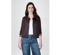 Blouson STREET ONE STUDIO, Damen, Gr. 34, plummy braun, Stoff, 71% Polyester, 26% Viskose, 3% Elasthan, unifarben, normal normal, Rundhals, elastischer Bund, Jacken Blouson, mit College-Style Details