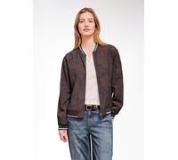 Blouson STREET ONE STUDIO, Damen, Gr. 36, braun (mahogany braun), Stoff, Obermaterial: 87% Viskose, 13% Polyester. Futter: 100% Polyester, normal normal, Rundhals, Bündchen, Jacken Blouson, Rundhalsau