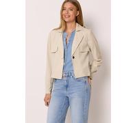 Blouson STREET ONE STUDIO, Damen, Gr. 42, beige (stone sand), Stoff, 65% Viskose, 35% Nylon, unifarben, normal kurz, V-Ausschnitt, abgesteppt, Jacken Blouson, aus softem Materialmix (24784230-42) ston