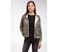 Blouson STREET ONE STUDIO, Damen, Gr. 44, schwarz, Stoff, Obermaterial: 100% Polyester; Futter: 100% Polyester, animal-print, comfort fit normal, ohne Ausschnitt, Rippbündchen, Jacken Blouson, mit Kap